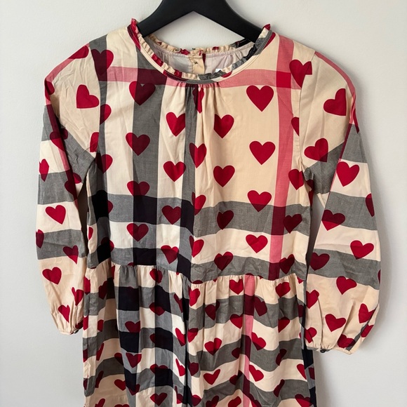 Burberry Kids Philippa Checked Heart Woven Dress Size 12 Luxury Cotton Classic - Picture 3 of 11